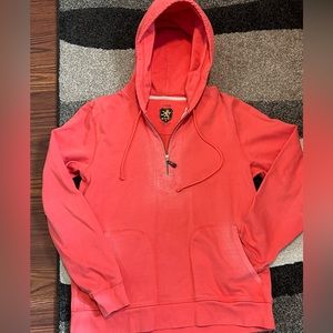 J Crew Coral 3/4 Zip Pullover Hoodie Size Large